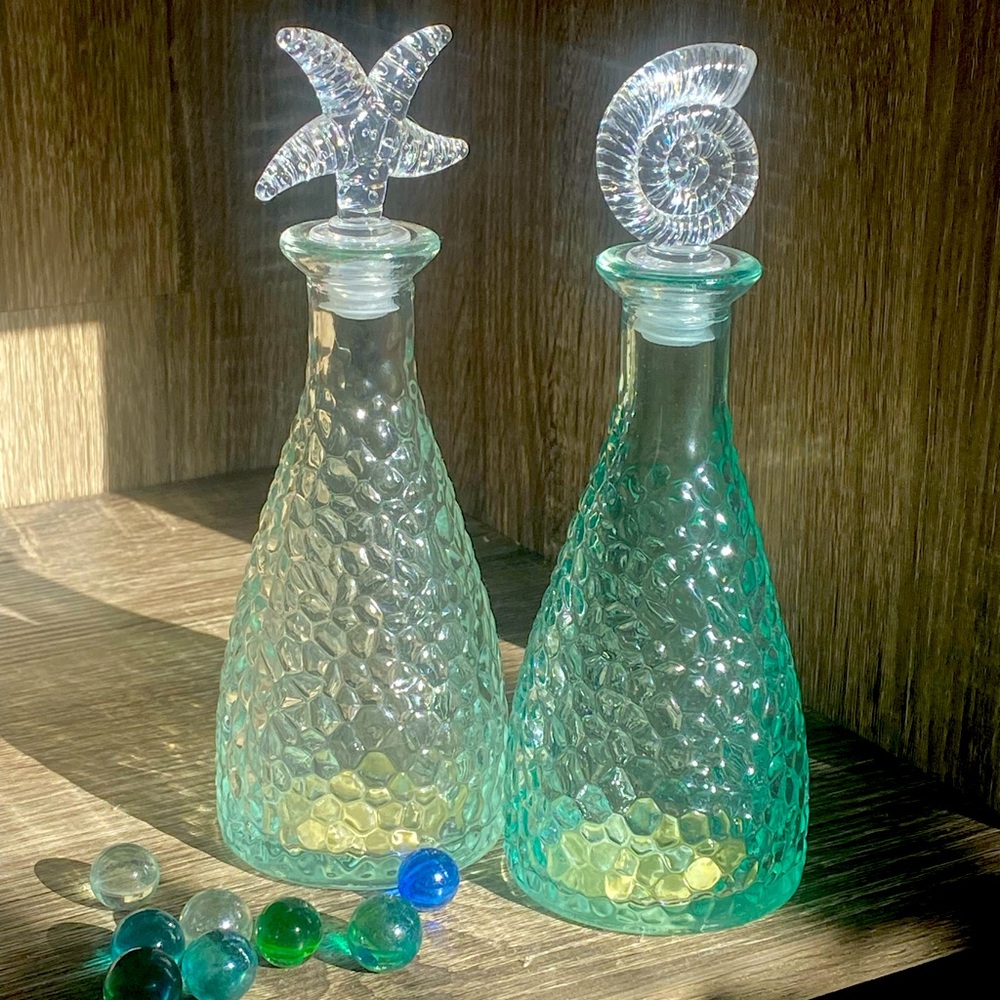 My Coastal Table- glass Oil/Vinegar, Dressing or bath oil Bottles
